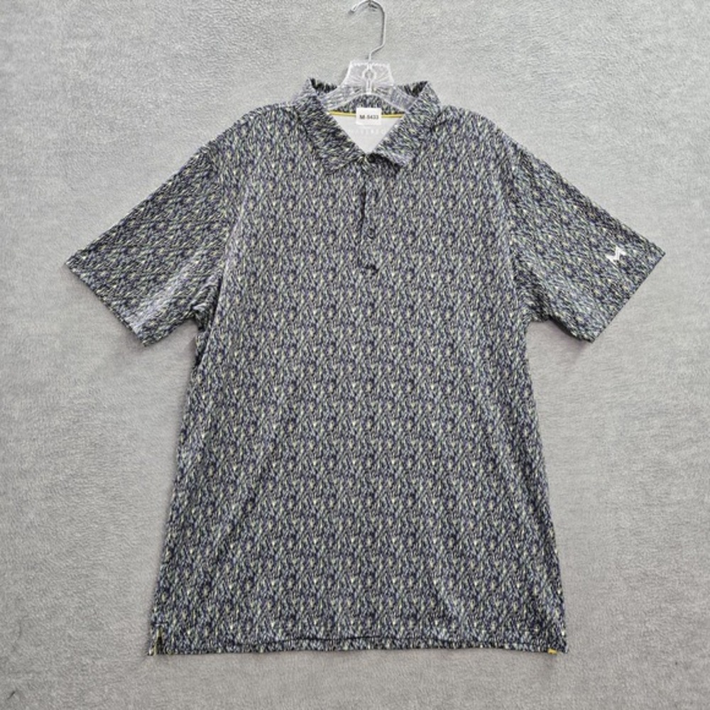 Maelreg Men Polo‎ L Black Performance Geometric Activewear Logo